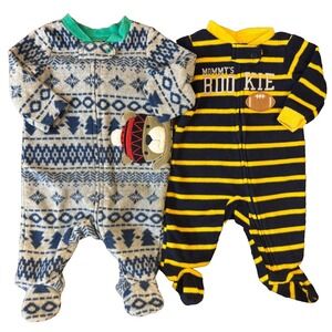 Baby Boy Newborn Fleece Sleepers Clothes Lot Bundle Sleep N Play Outfits Mommy‎